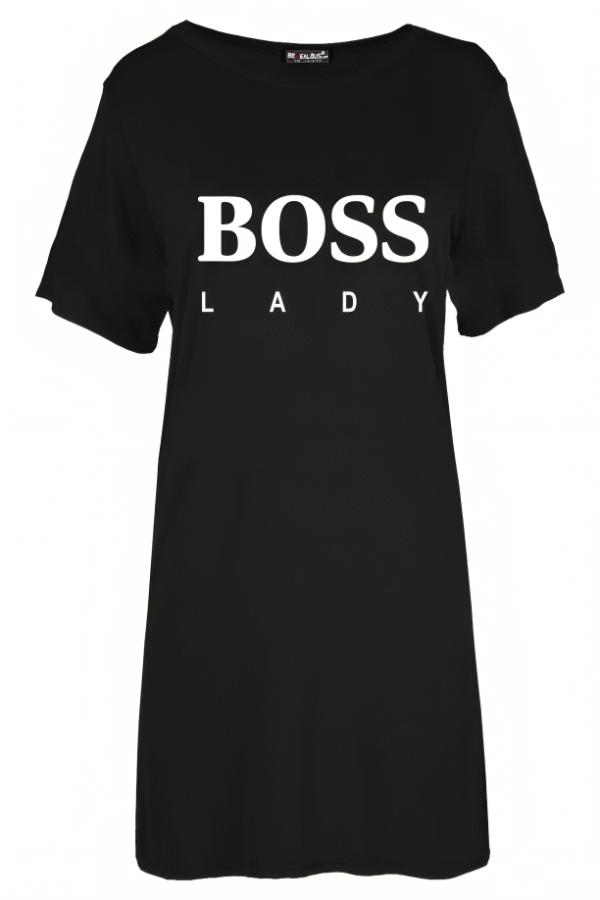 Women Boss Laddy Side Split Round Neck Long Shirt