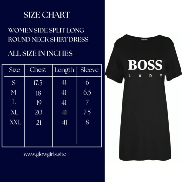 Women Boss Laddy Side Split Round Neck Long Shirt - Image 2