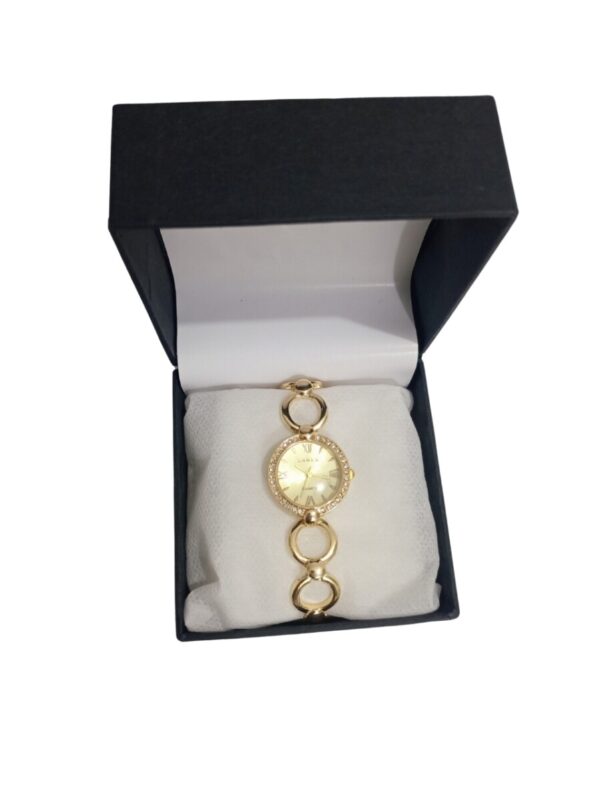 Ladies Wrist Watch for Ladies in Golden Band Decorated With Stones - Image 2