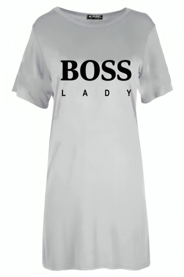 Women Boss Laddy Side Split Round Neck Long Shirt