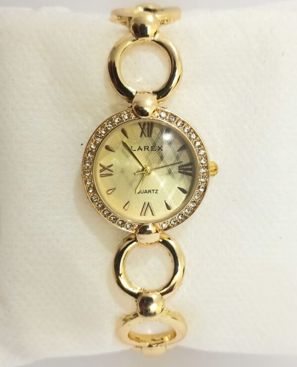 Ladies Wrist Watch for Ladies in Golden Band Decorated With Stones