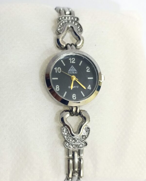 Ladies Wrist Watch for Ladies in Black Band Decorated With Stones