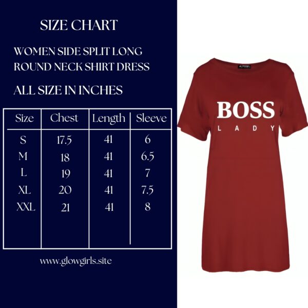 Women Boss Laddy Side Split Round Neck Long Shirt - Image 2