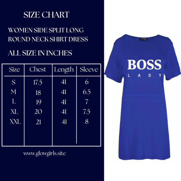 Women Boss Laddy Side Split Round Neck Long Shirt - Image 2
